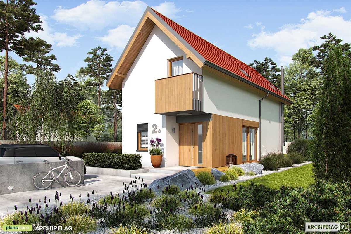 Projekt małego domu z poddaszem użytkowym z zamkniętą kuchnią