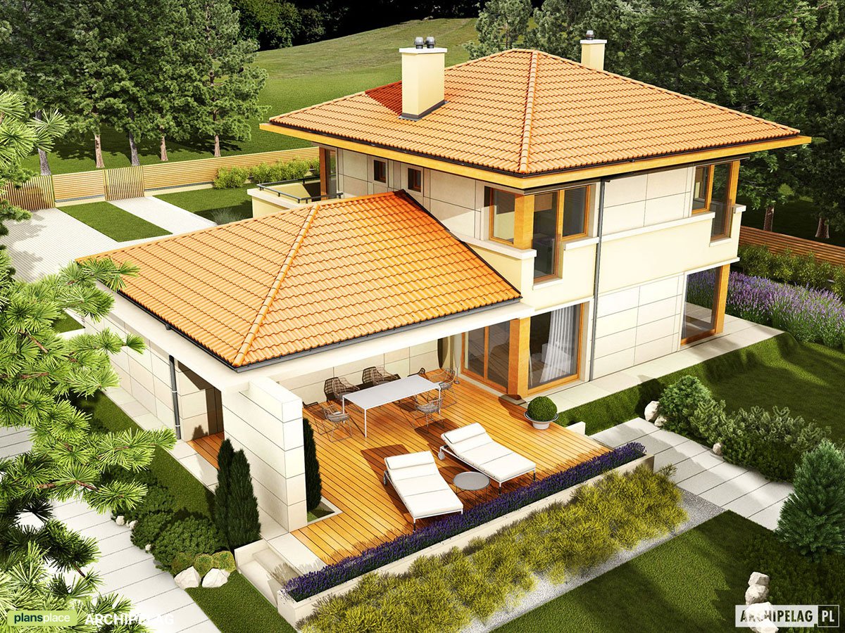 Projekt domu piętrowego z garażem dwustanowiskowym