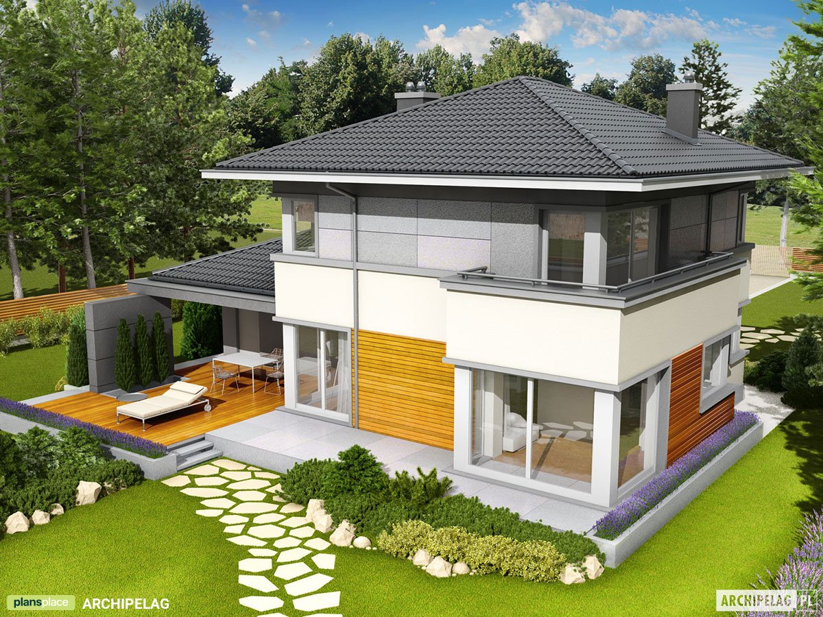 Projekt domu piętrowego z garażem 1-stanowiskowym