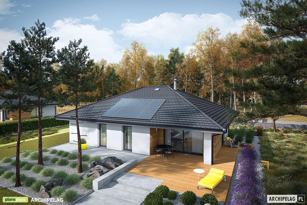 Projekt domu parterowego bez garażu z otwartą kuchnią