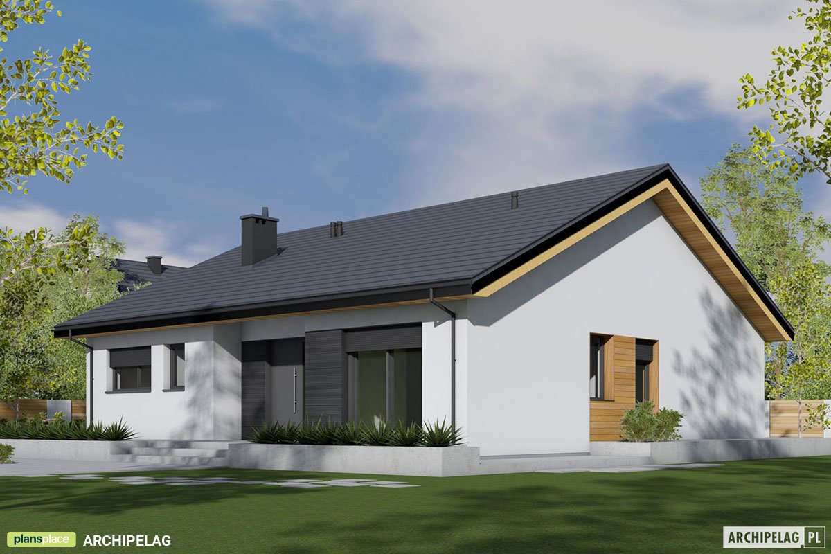 Projekt domu parterowego z 4 pokojami i otwartą kuchnią