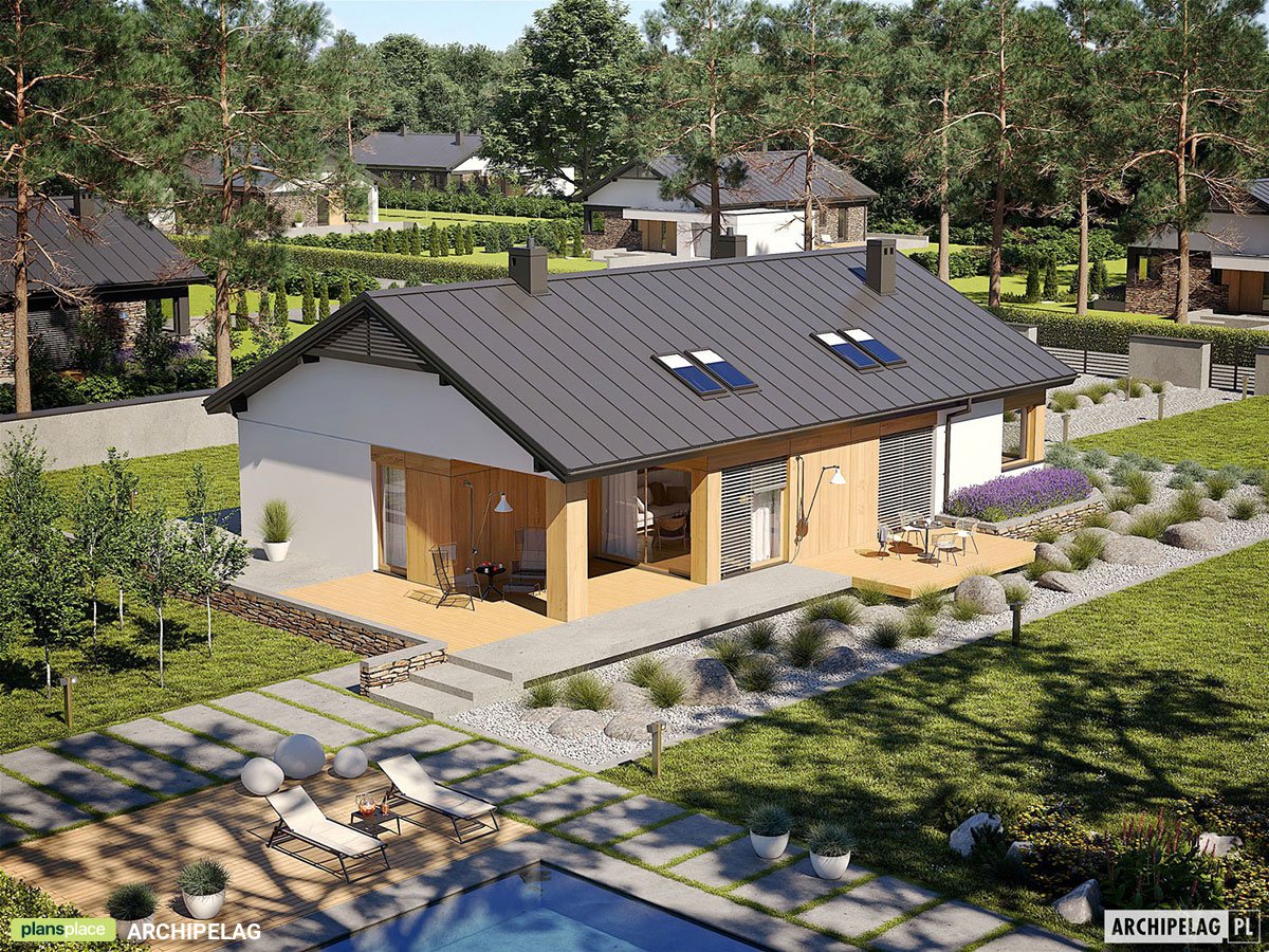 Projekt domu z garażem dwustanowiskowym i 3 pokojami