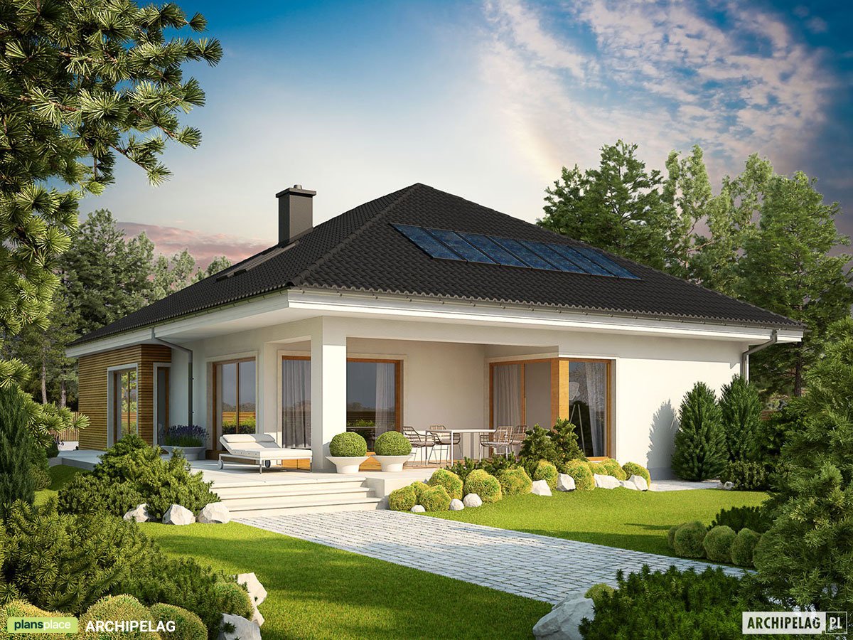 Projekt domu parterowego z poddaszem do adaptacji i garażem