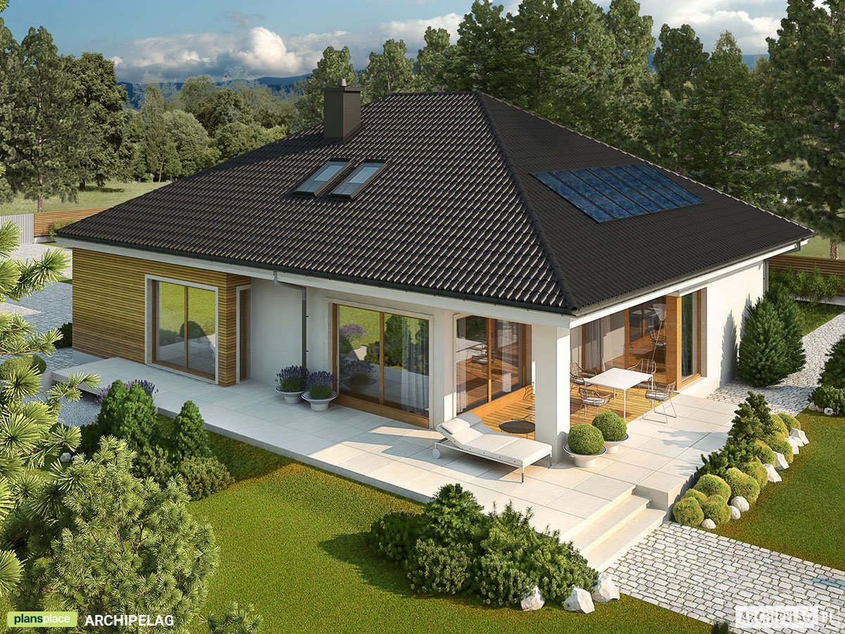 Projekt domu parterowego z poddaszem do adaptacji i garażem