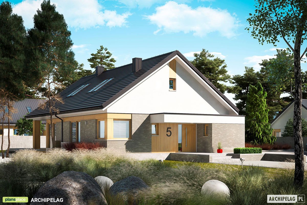 Projekt domu ze strychem do adaptacji, tarasem i antresolą