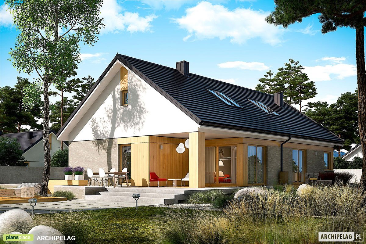 Projekt domu ze strychem do adaptacji, tarasem i antresolą