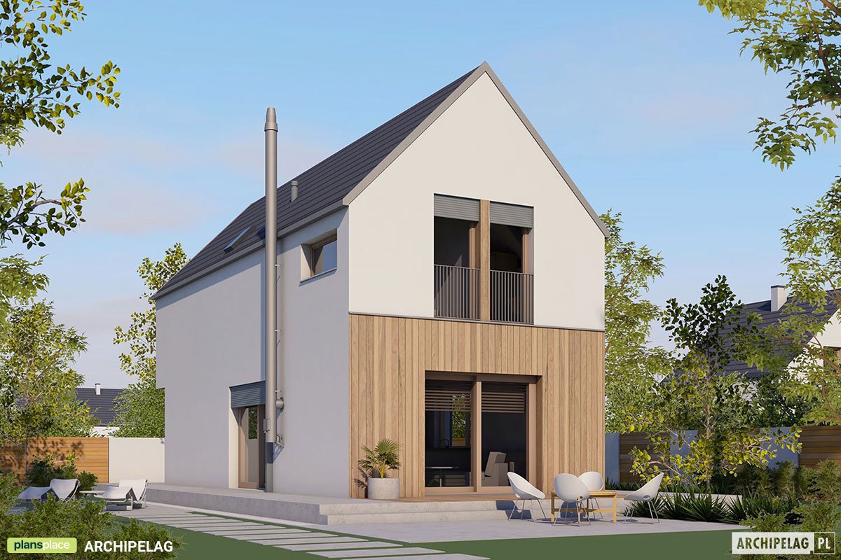 Projekt małego domu z poddaszem użytkowym bez garażu