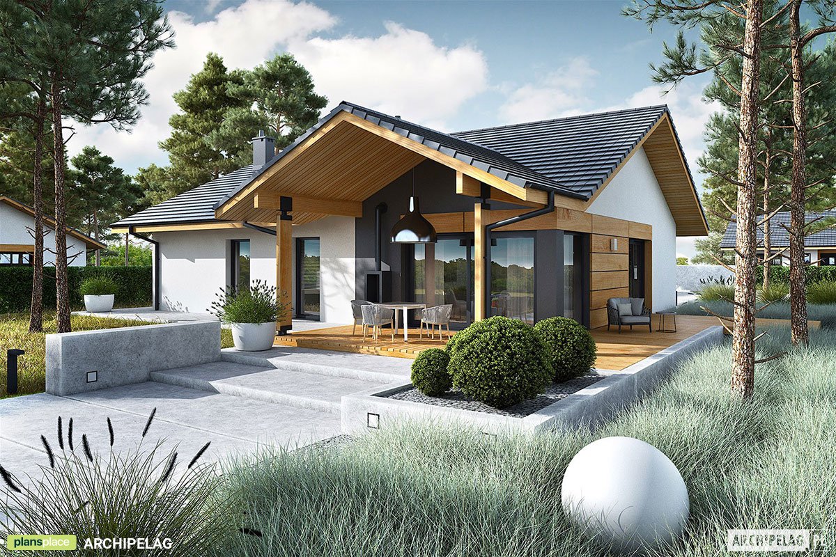 Projekt domu parterowego z 3 sypialniami i otwartą kuchnią