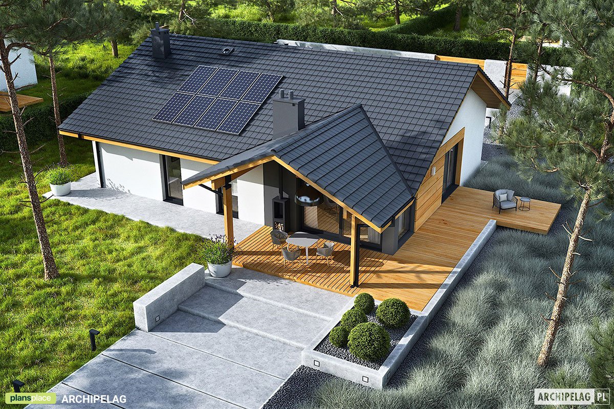 Projekt domu parterowego z 3 sypialniami i otwartą kuchnią