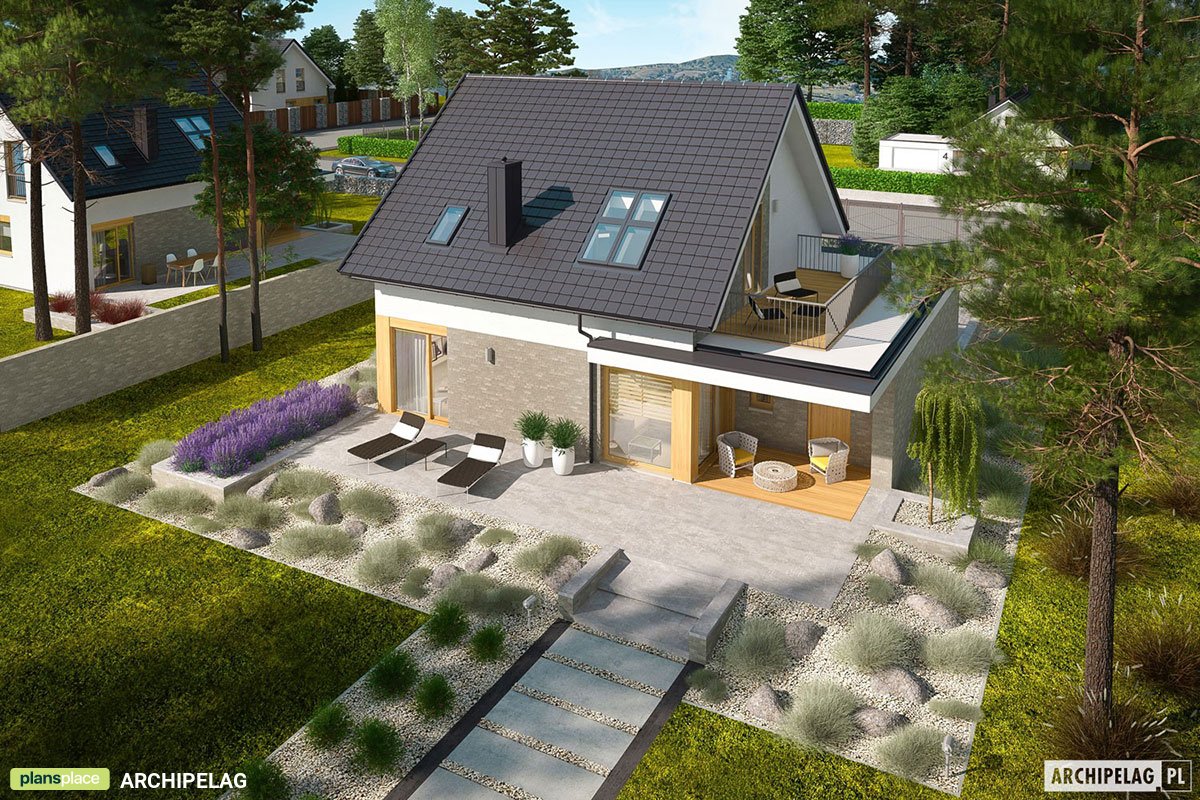 Projekt domu z dachem o kącie nachylenia 40 stopni