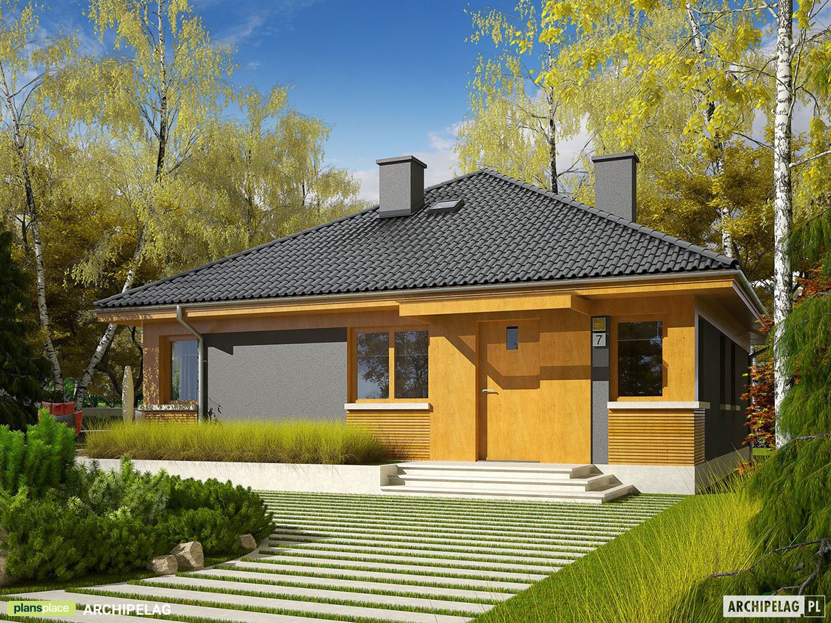 Projekt domu parterowego z dachem kopertowym i 3 sypialniami