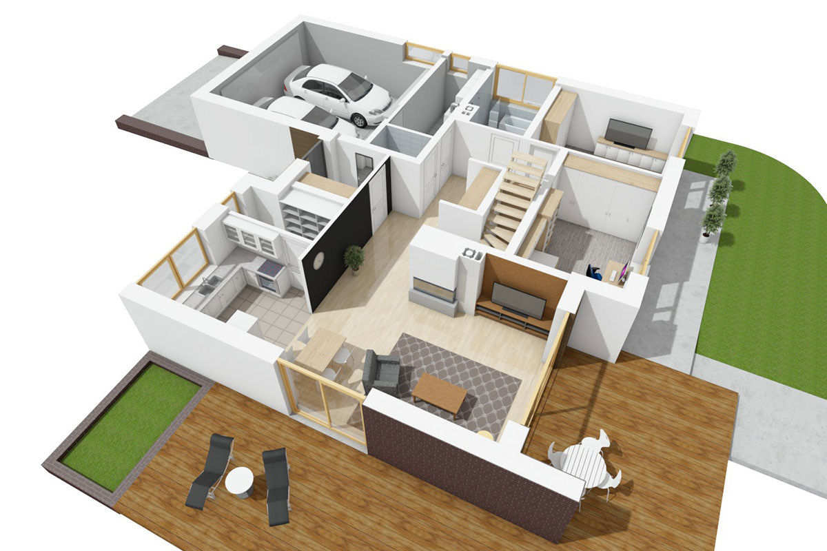 Projekt domu z poddaszem do adaptacji i otwartą kuchnią