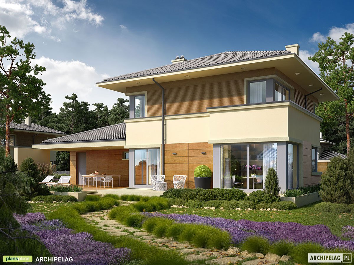 Projekt domu piętrowego z garażem dwustanowiskowym