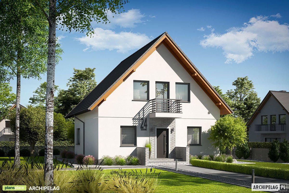 Projekt domu sześcienny z poddaszem użytkowym i 4 pokojami