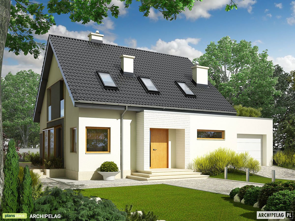 Projekt domu z pomieszczeniem gospodarczym w garażu