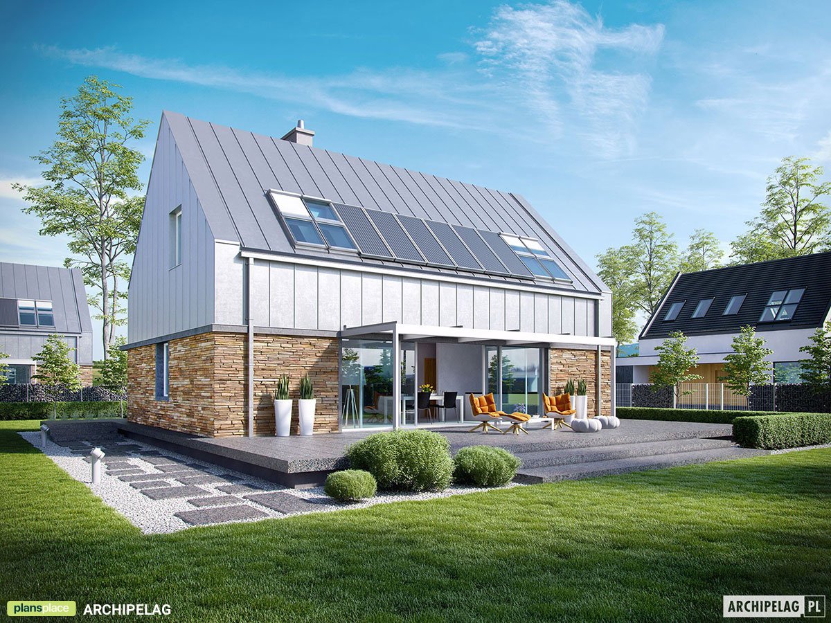 Projekt domu z dachem dwuspadowym i spiżarnią w kuchni