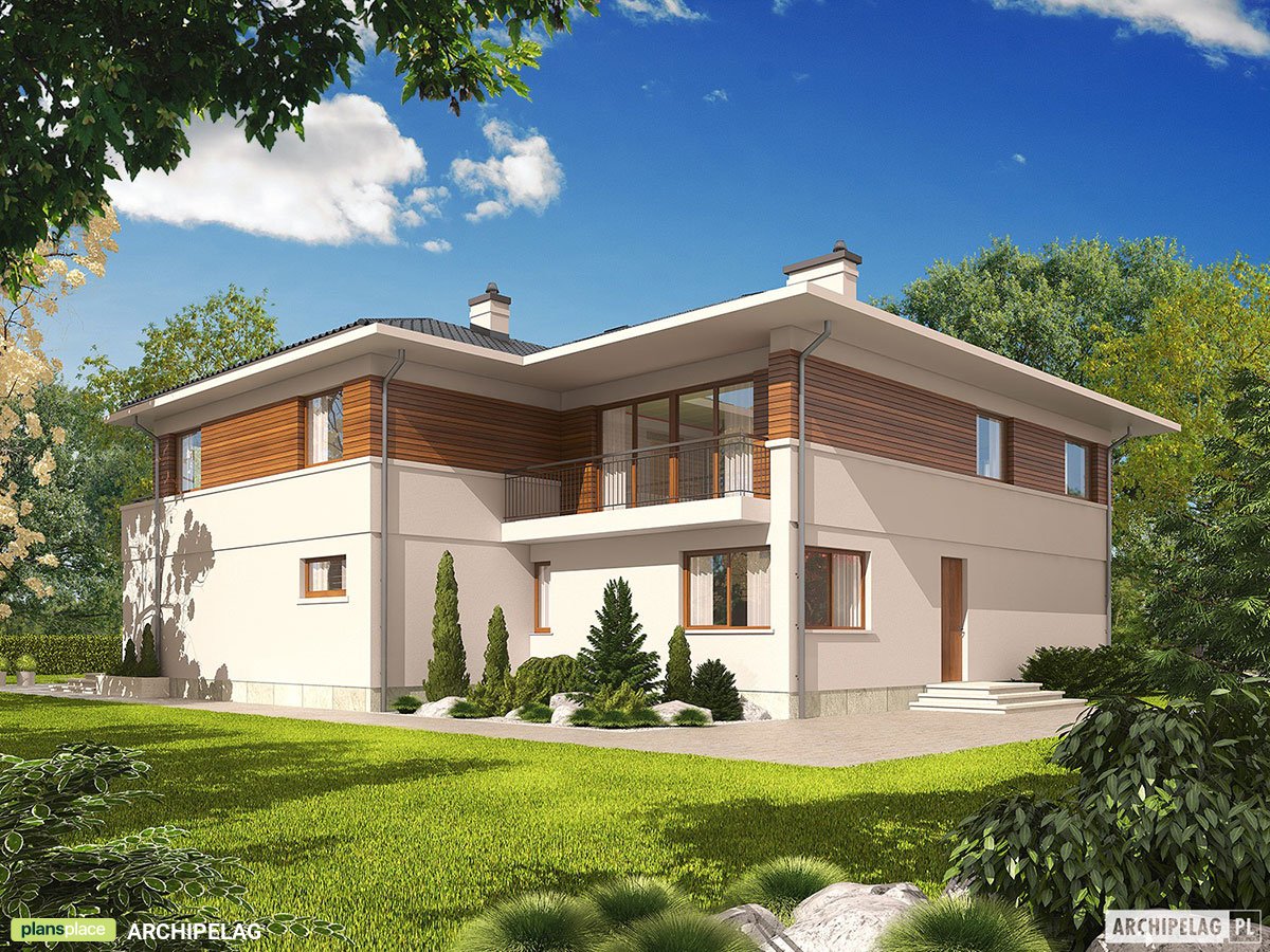 Projekt domu piętrowego z piwnicą i garażem dwustanowiskowym