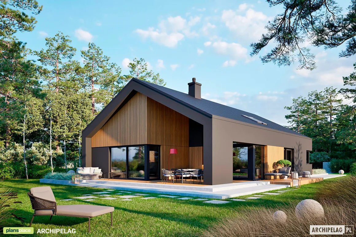 Projekt domu jednorodzinnego o pow. 180 m²: Parterowy, 3 Sypialnie, Gabinet, 2 Łazienki (System metryczny)