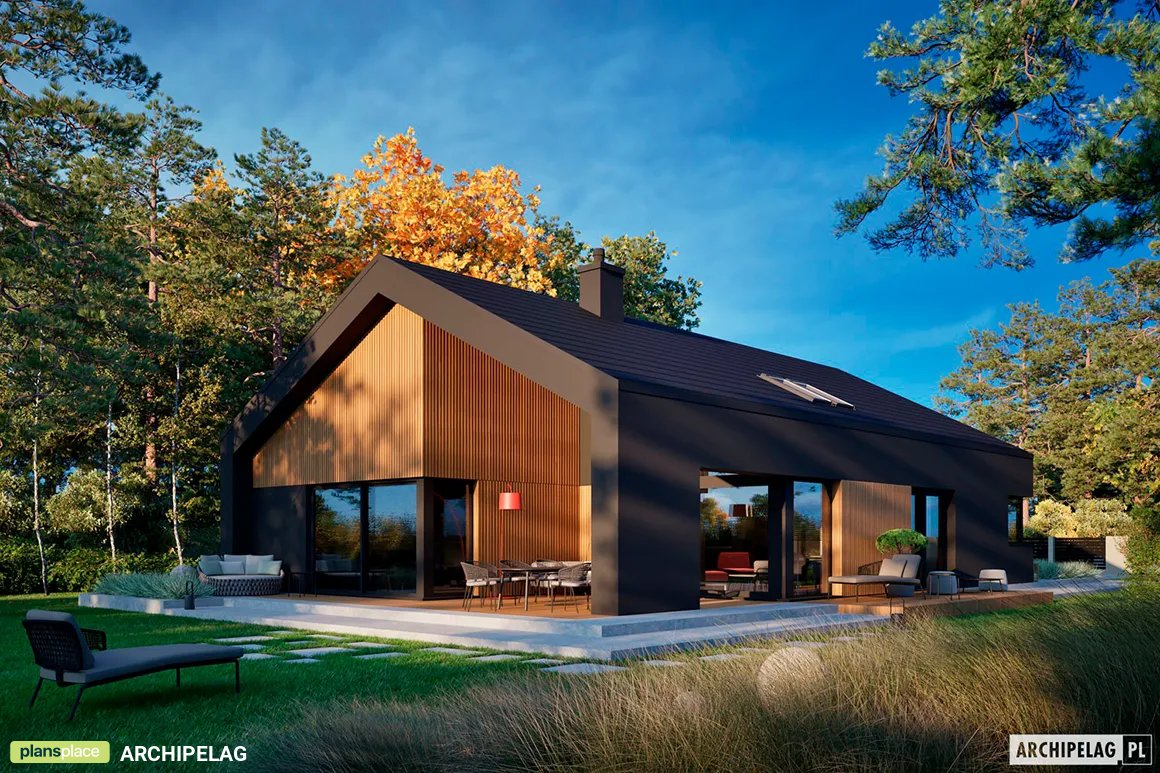 Projekt domu jednorodzinnego o pow. 180 m²: Parterowy, 3 Sypialnie, Gabinet, 2 Łazienki (System metryczny)