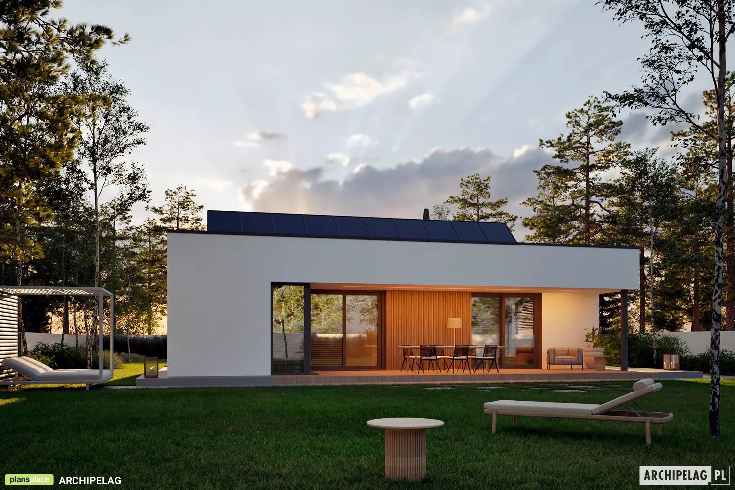 Projekt domu jednorodzinnego o pow. 98 m²: Parterowy, 3 Sypialnie, 2 Łazienki, Otwarta kuchnia (System metryczny)