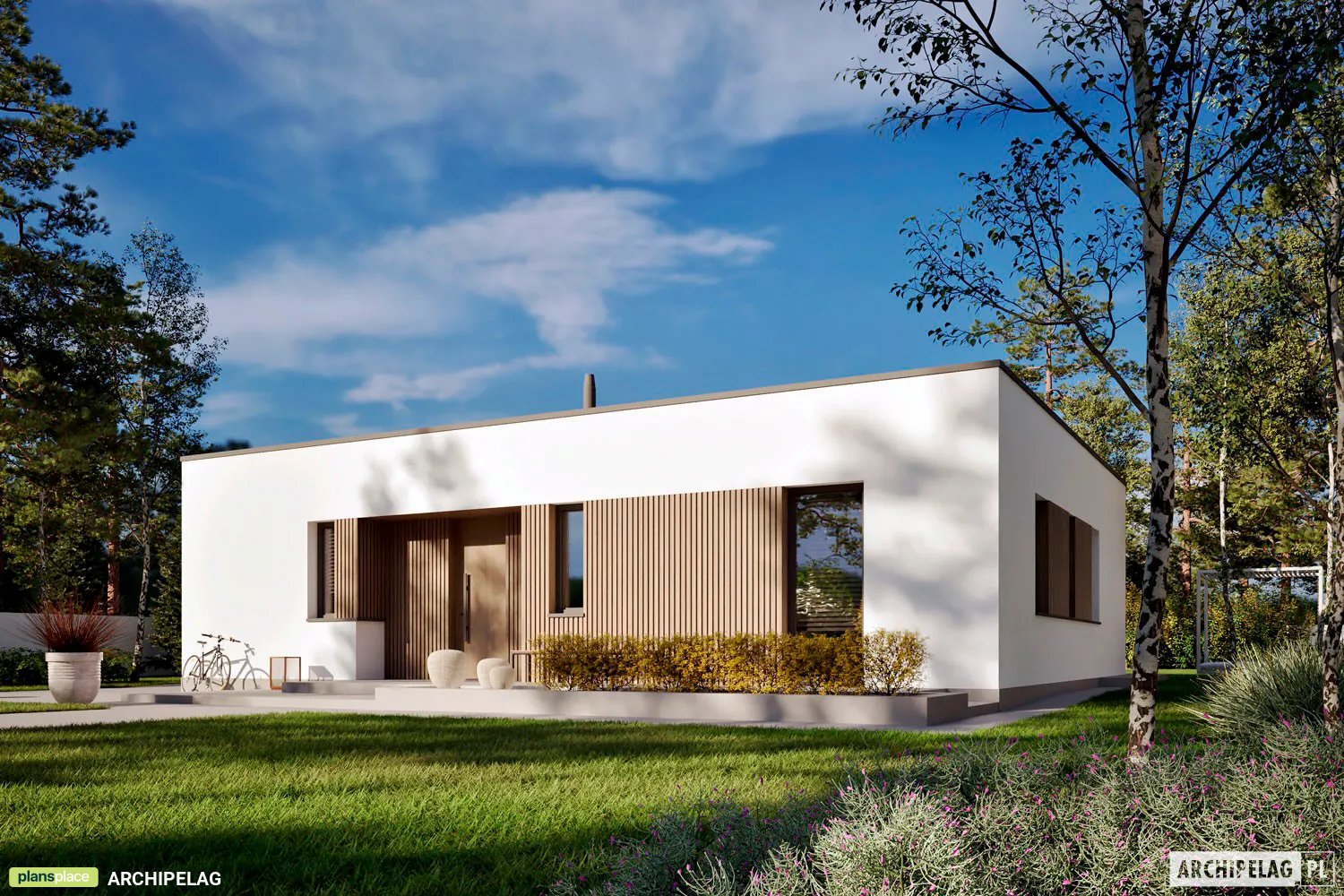 Projekt domu jednorodzinnego o pow. 98 m²: Parterowy, 3 Sypialnie, 2 Łazienki, Otwarta kuchnia (System metryczny)