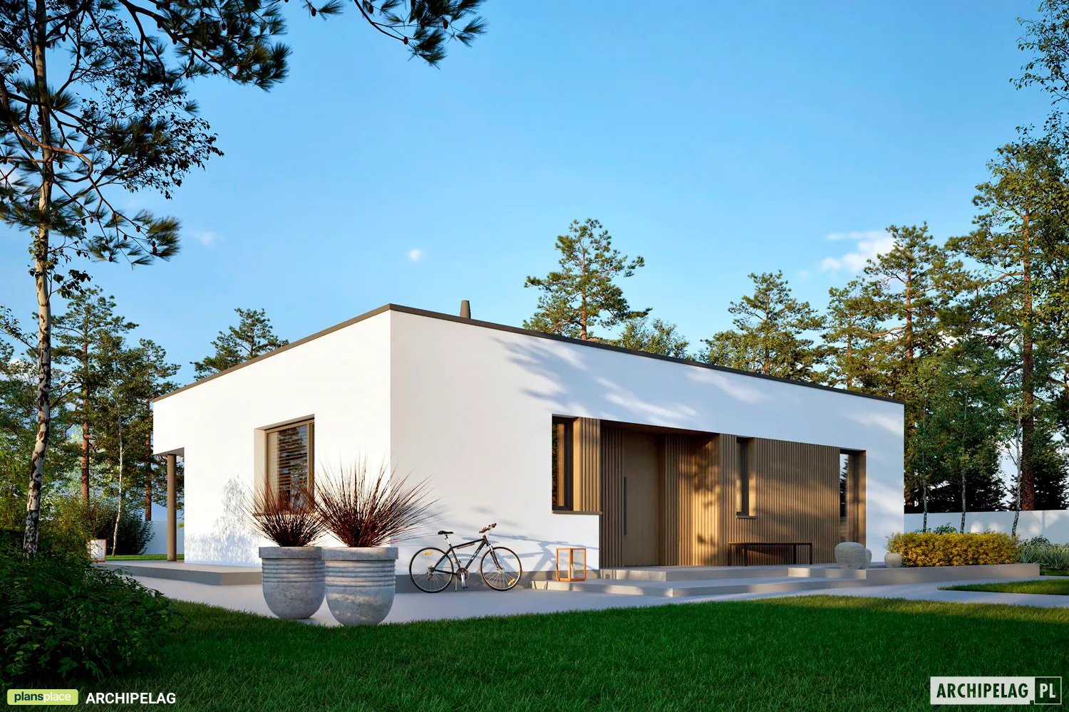 Projekt domu jednorodzinnego o pow. 98 m²: Parterowy, 3 Sypialnie, 2 Łazienki, Otwarta kuchnia (System metryczny)