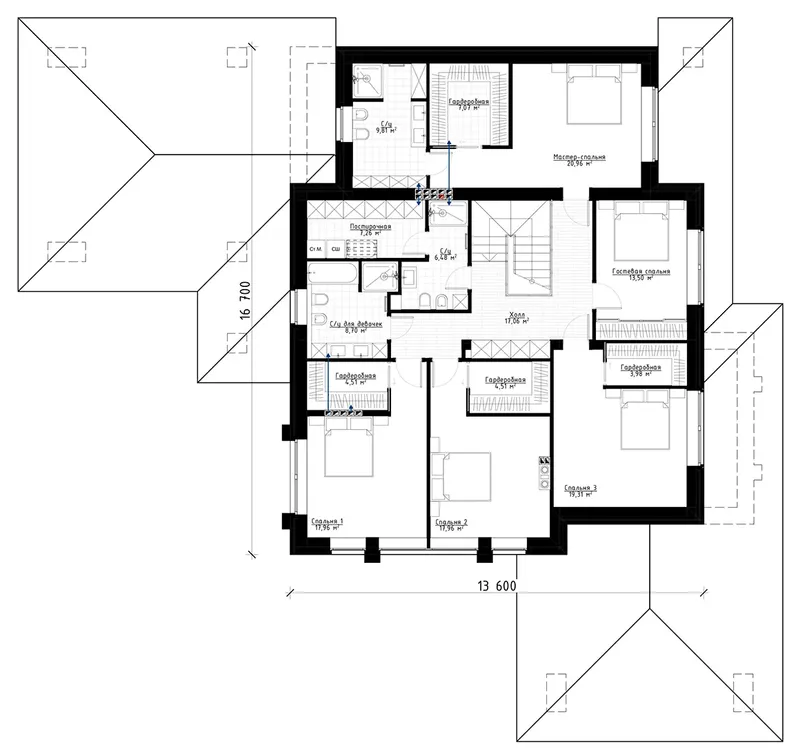 1. piętro 12 – Projekt domu piętrowego o pow. 339 m², 5 Sypialnie — 50383R