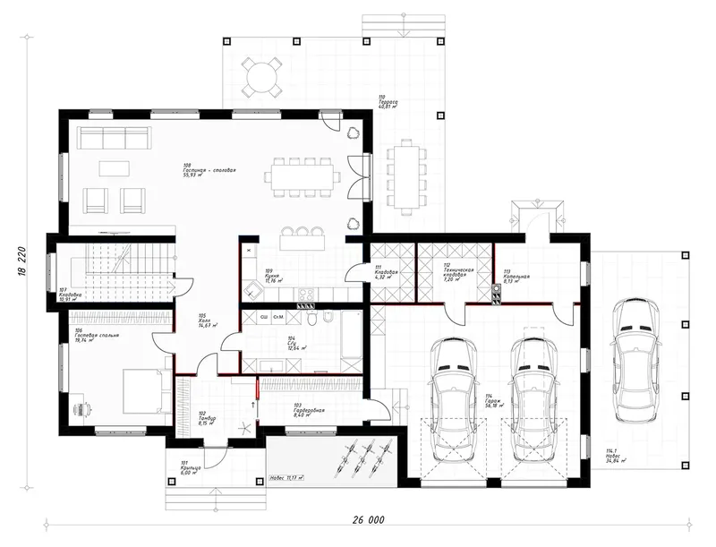Parter 9 – Projekt domu piętrowego o pow. 348 m², 4 Sypialnie — 64022R