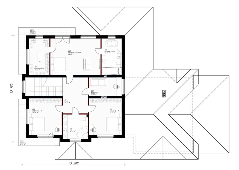 1. piętro 10 – Projekt domu piętrowego o pow. 348 m², 4 Sypialnie — 64022R