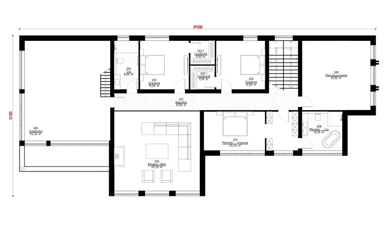 1. piętro 11 – Projekt domu z poddaszem użytkowym o pow. 560 m², 3 Sypialnie — 82647R