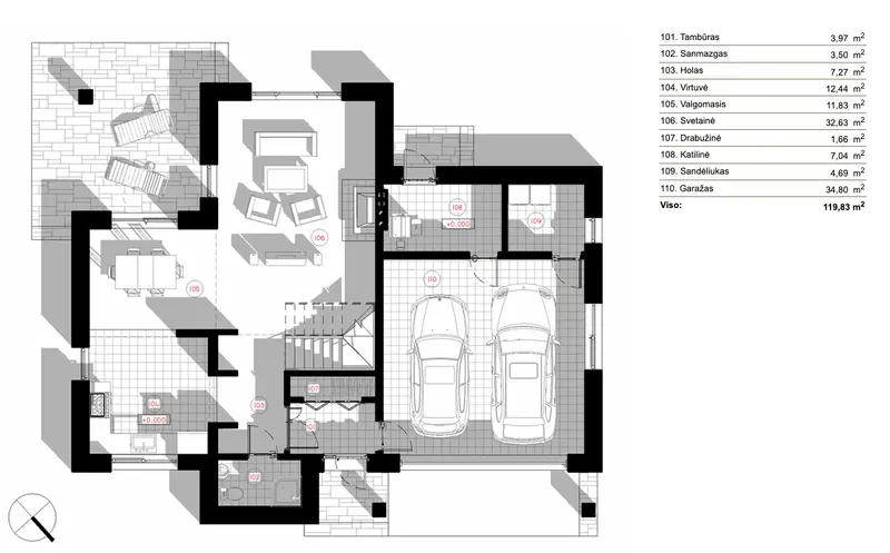 Parter 5 – Projekt domu piętrowego o pow. 179 m², 3 Sypialnie — 91452R