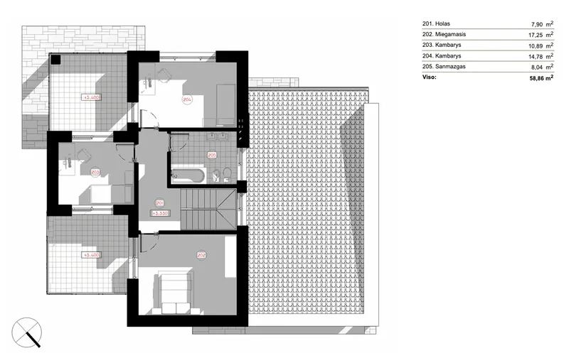 1. piętro 6 – Projekt domu piętrowego o pow. 179 m², 3 Sypialnie — 91452R