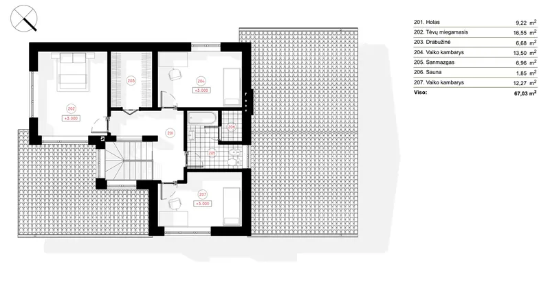 1. piętro 8 – Projekt domu piętrowego o pow. 194 m², 3 Sypialnie — 90888R