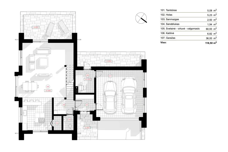 Parter 6 – Projekt domu z poddaszem użytkowym o pow. 183 m², 2 Sypialnie — 83682R