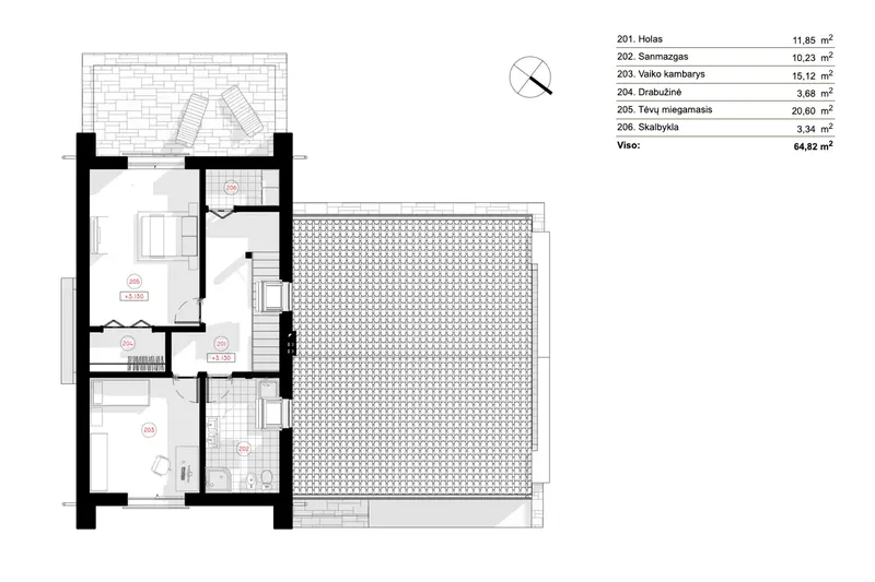 1. piętro 7 – Projekt domu z poddaszem użytkowym o pow. 183 m², 2 Sypialnie — 83682R