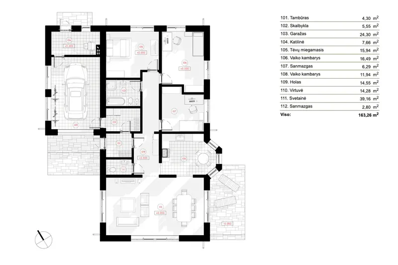 Parter 8 – Projekt domu parterowego o pow. 163 m², 3 Sypialnie — 67607R