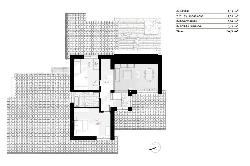 1. piętro 8 – Projekt domu piętrowego o pow. 215 m², 2 Sypialnie — 50075R
