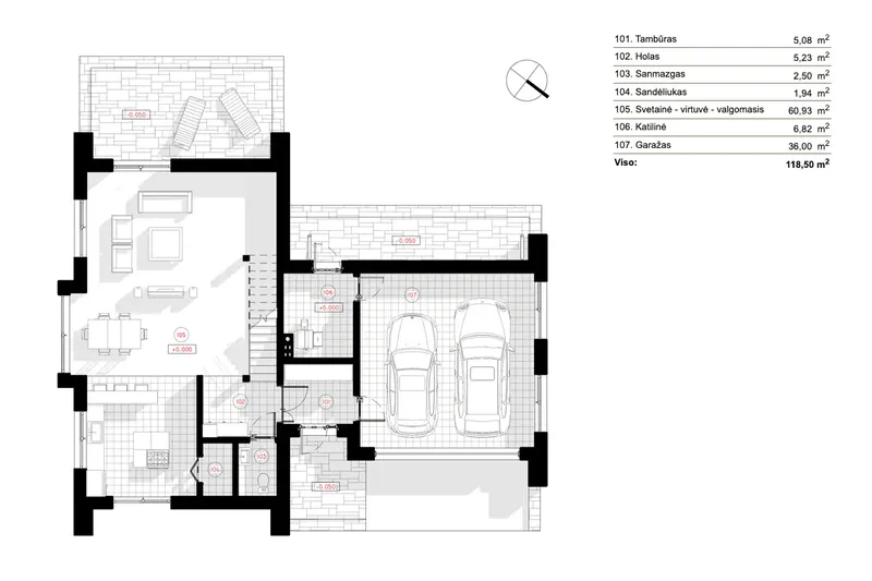 Parter 8 – Projekt domu piętrowego o pow. 183 m², 2 Sypialnie — 81659R