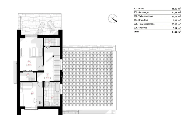 1. piętro 9 – Projekt domu piętrowego o pow. 183 m², 2 Sypialnie — 81659R