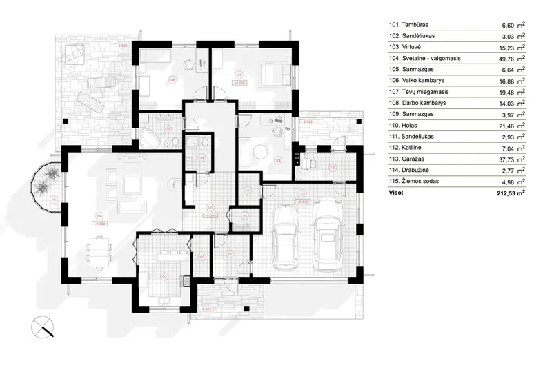 Parter 8 – Projekt domu parterowego o pow. 213 m², 2 Sypialnie — 94816R