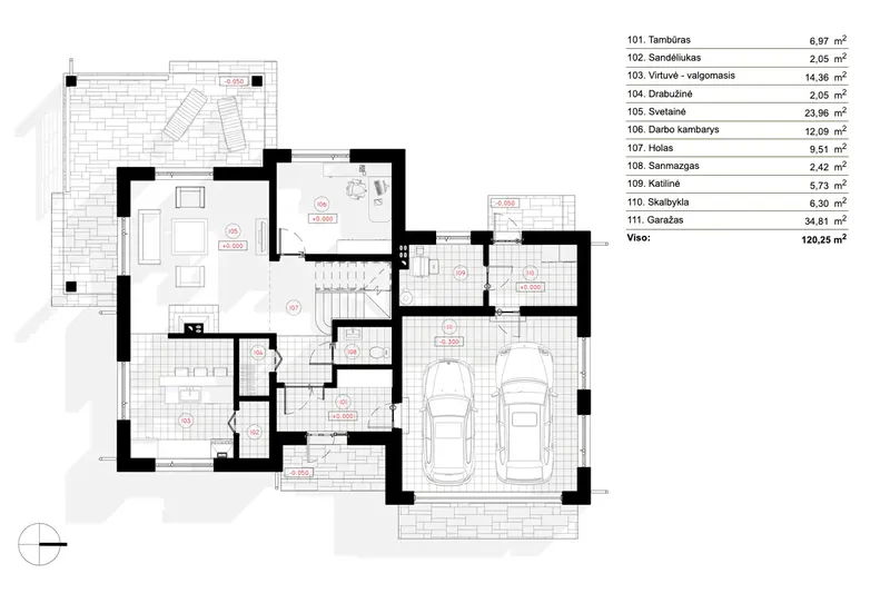 Parter 7 – Projekt domu piętrowego o pow. 190 m², 3 Sypialnie — 50448R