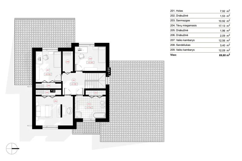 1. piętro 8 – Projekt domu piętrowego o pow. 190 m², 3 Sypialnie — 50448R