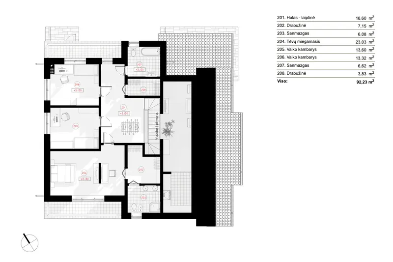 1. piętro 8 – Projekt domu piętrowego o pow. 241 m², 3 Sypialnie — 12222R