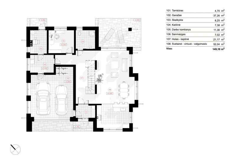 Parter 3 – Projekt domu piętrowego o pow. 241 m², 3 Sypialnie — 12222R