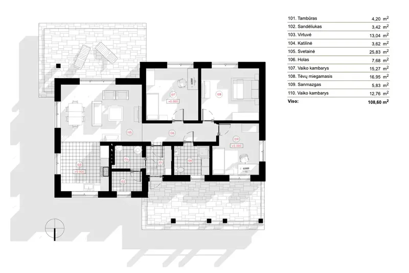 Parter 6 – Projekt domu parterowego o pow. 109 m², 3 Sypialnie — 27512R