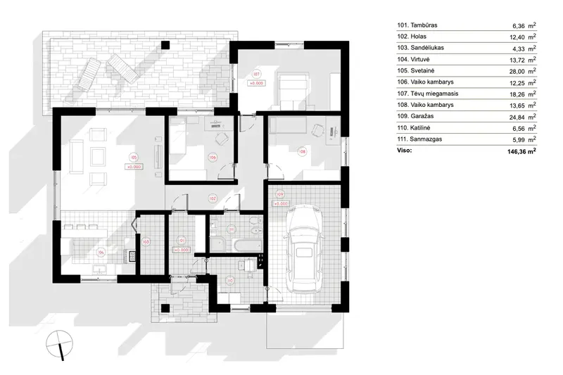 Parter 6 – Projekt domu parterowego o pow. 146 m², 3 Sypialnie — 53687R