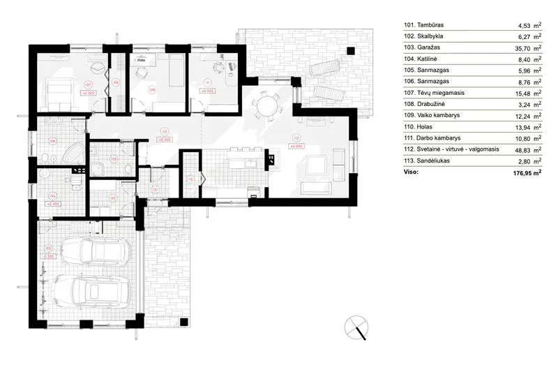 Parter 6 – Projekt domu parterowego o pow. 177 m², 3 Sypialnie — 12562R