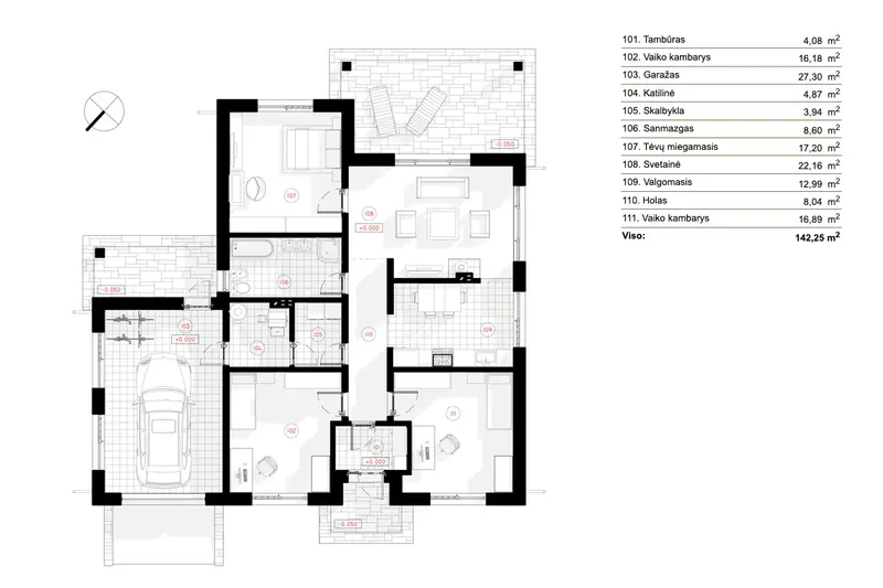 Parter 6 – Projekt domu parterowego o pow. 142 m², 3 Sypialnie — 66912R