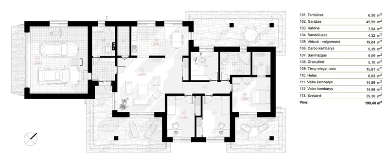 Parter 6 – Projekt domu parterowego o pow. 199 m², 3 Sypialnie — 33730R