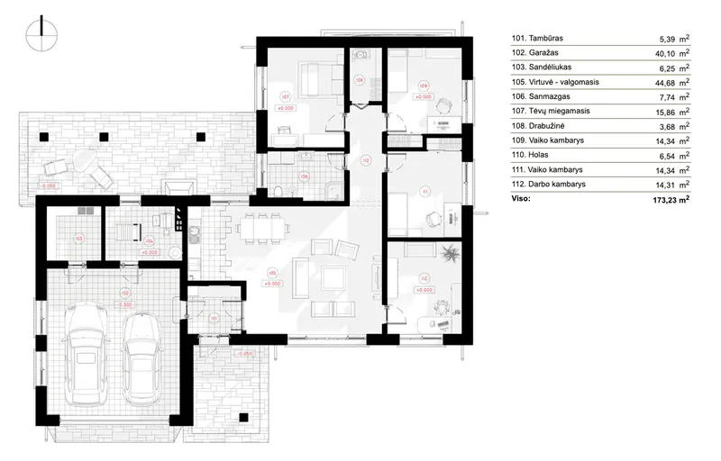 Parter 6 – Projekt domu parterowego o pow. 173 m², 4 Sypialnie — 20721R